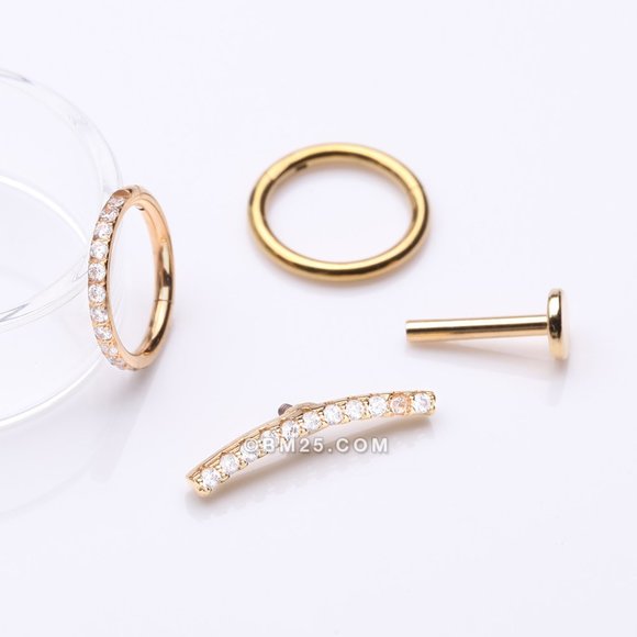 3 Pcs of Assorted Everyday Golden Sparkle Long Lined Stud x Clicker Package - Picture 2 of 3